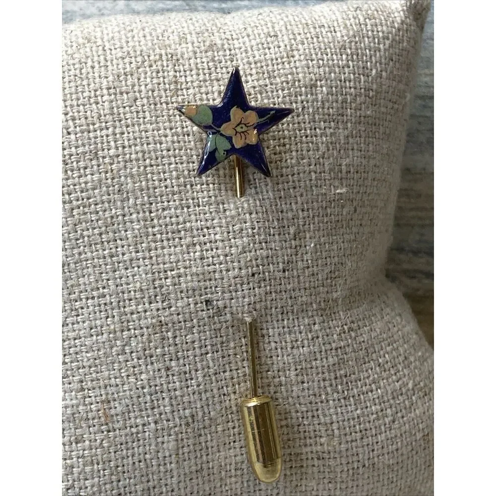 Enamel Star‎ Stick Lapel Pin Tie Tac Hat Brooch Flower estate